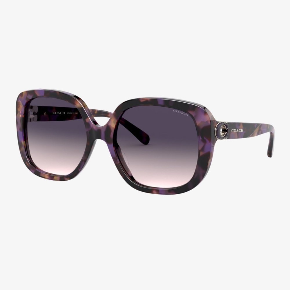 Coach purple violet tortoise square shaped sunglasses